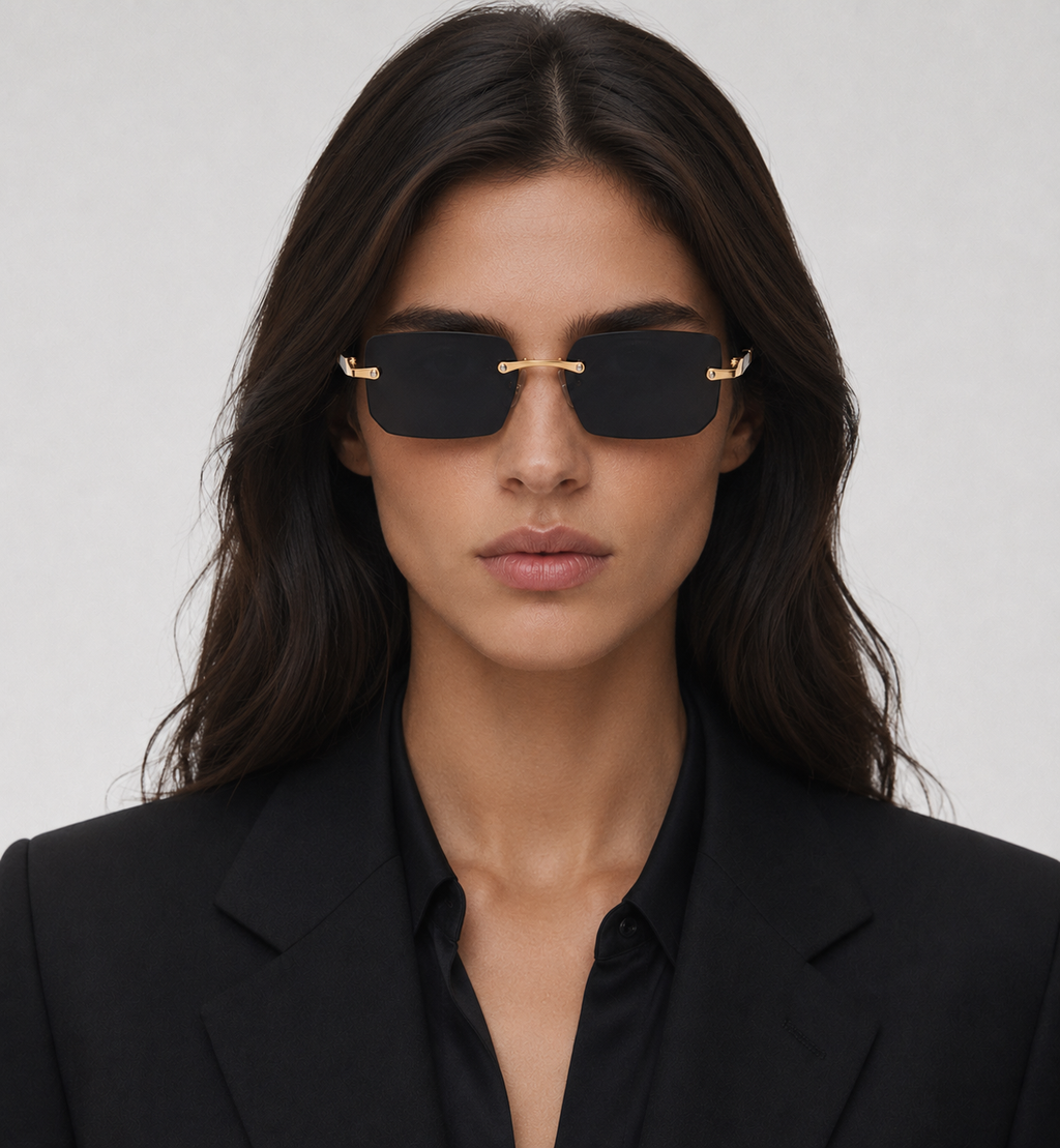 Randlose rechteckige Sonnenbrille