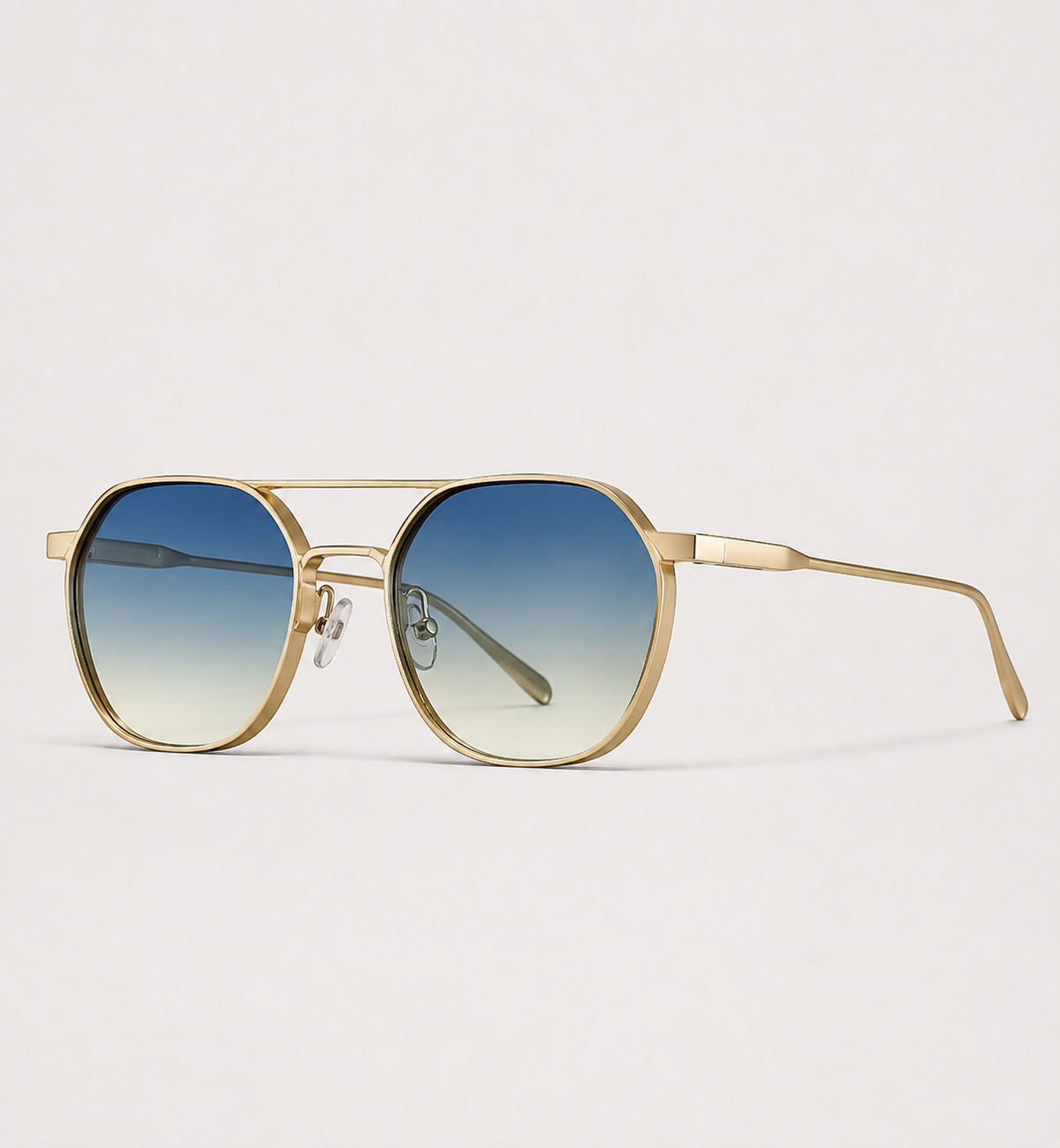 Aviator Double-Bridge Sunglasses - Gold / Blue Gradient