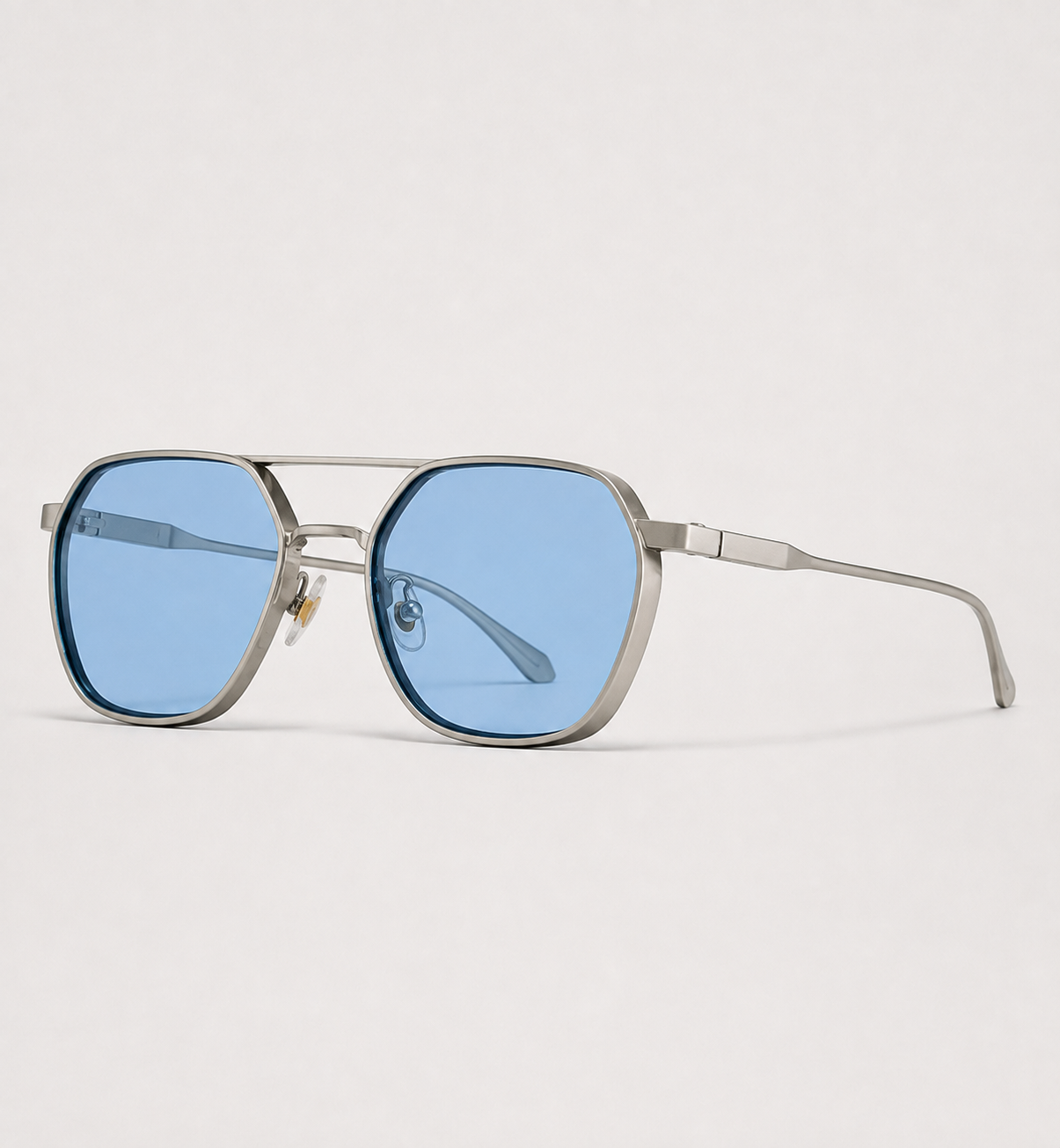 Aviator Double-Bridge Sunglasses - Silver / Light Blue