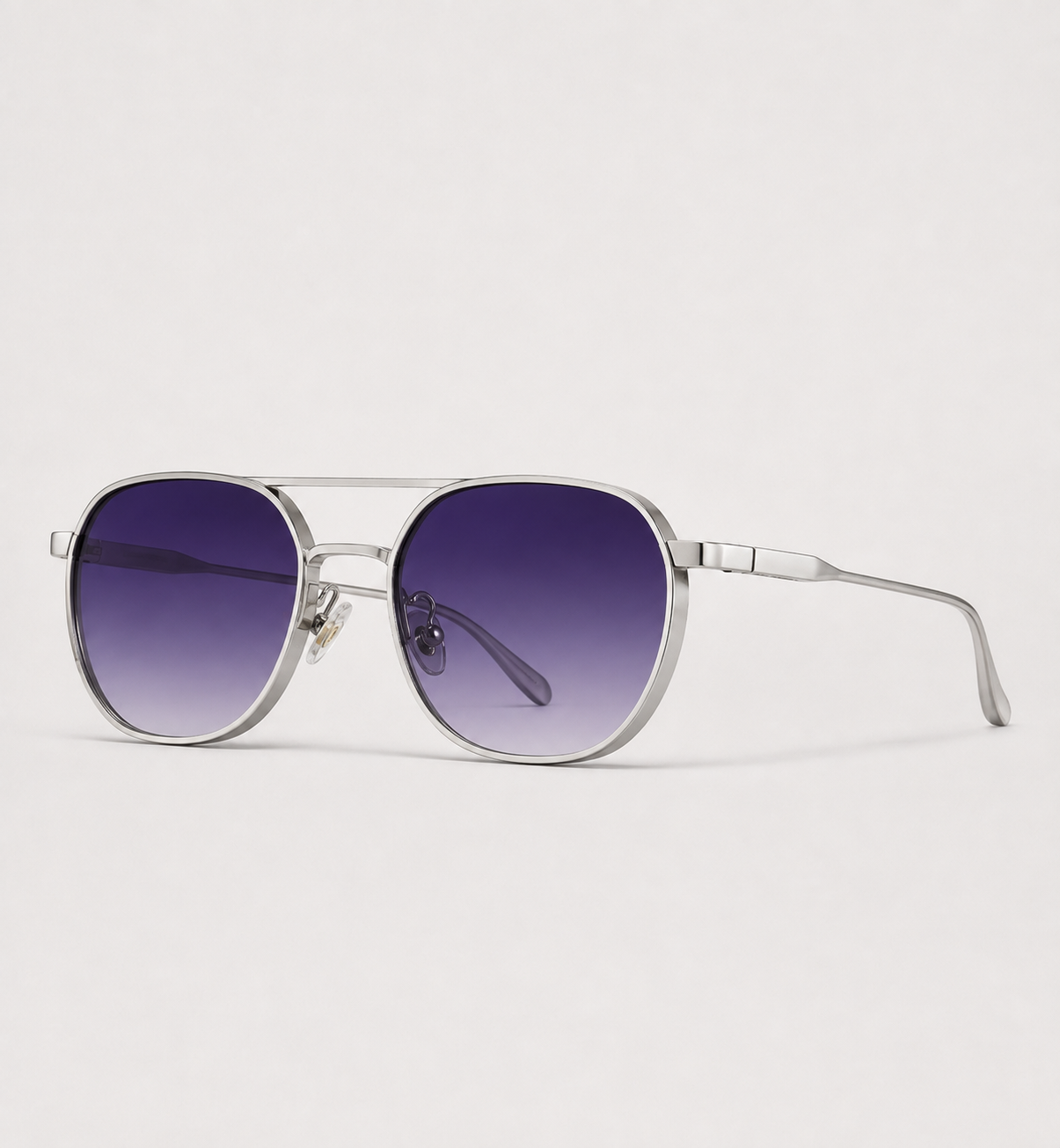 Aviator Double-Bridge Sunglasses - Silver / Purple Gradient