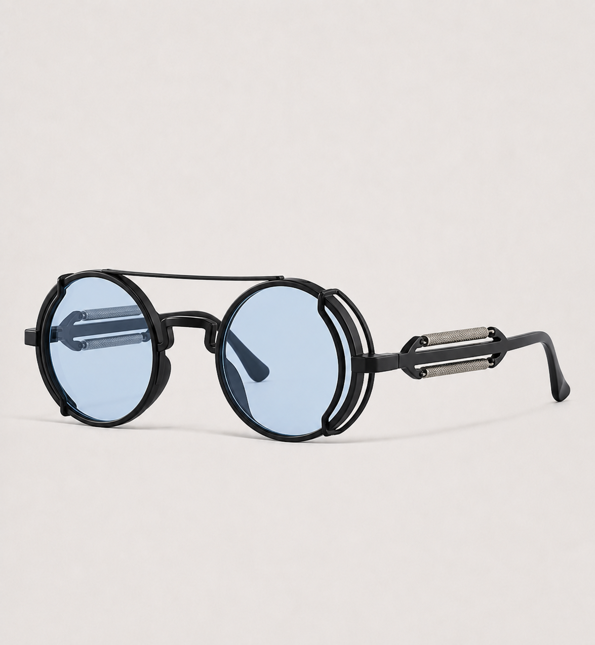 Gothic Steampunk Round Sunglasses - Blue