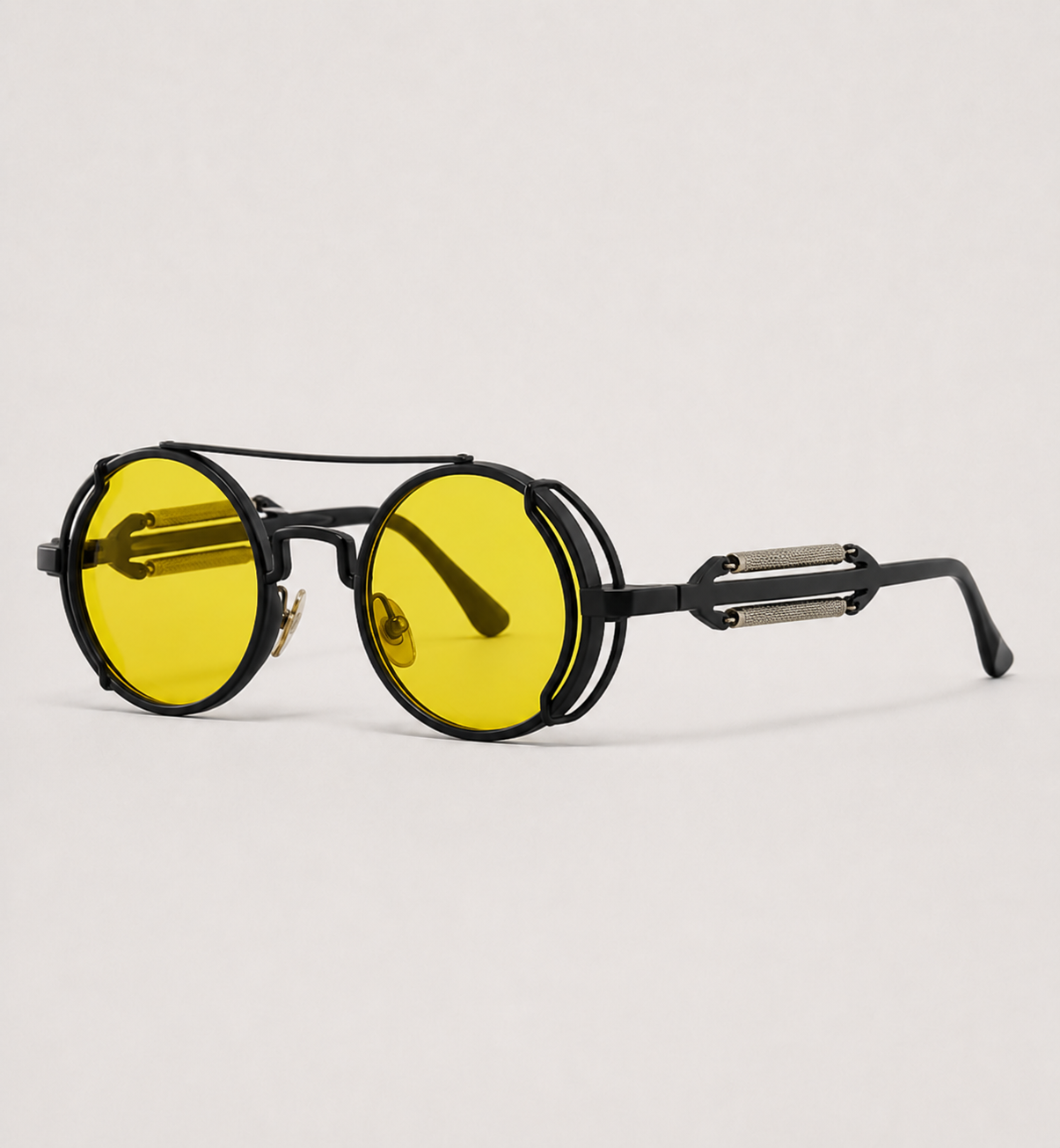 Gothic Steampunk Round Sunglasses - Yellow