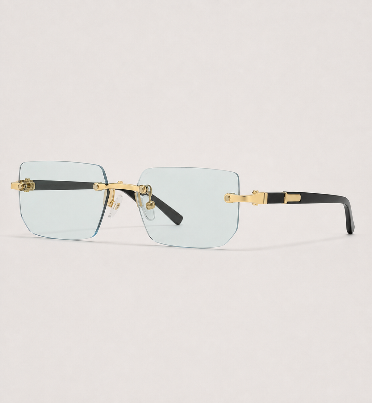 Rimless Rectangle Sunglasses - Light Blue