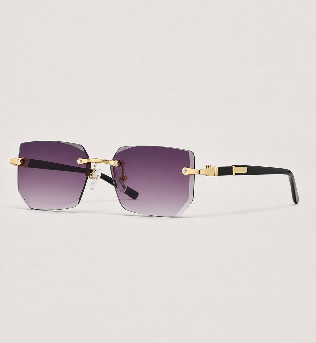 Rimless Rectangle Sunglasses - Purple Gradient